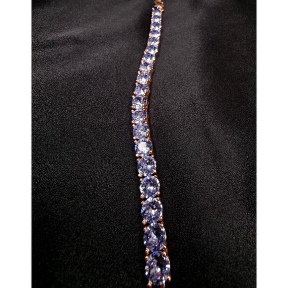 Limited Edition Park Lane Rose Gold Tennis Bracelet With Sparkling Lavender Cubi - Picture 6 of 10
